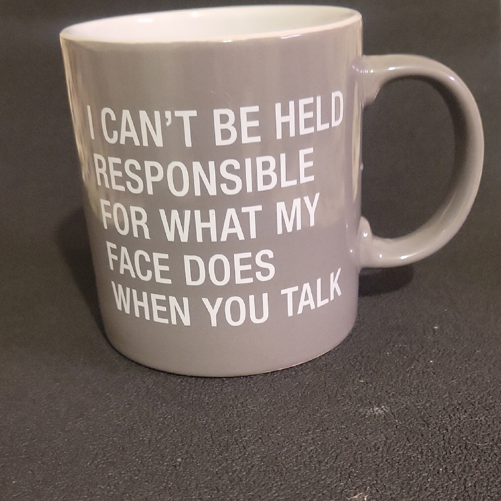 "I Can't Be Held Responsible For What My Face Does When You Talk" Sarcastic Mug - Picture 1 of 7